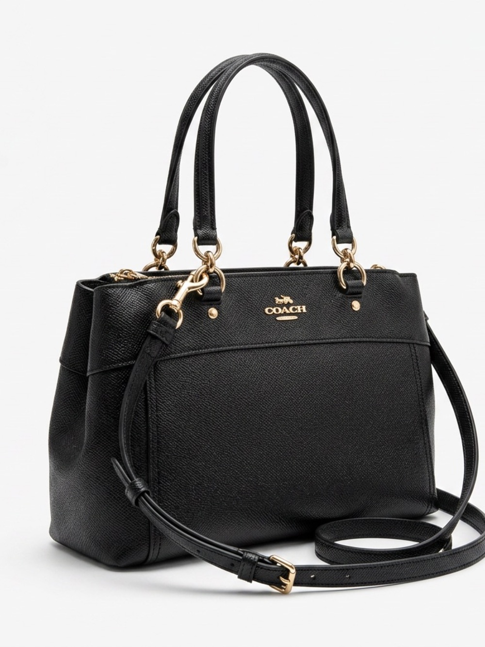 COACH Black Mini Brooke Carryall Bag with Gold Hardware.